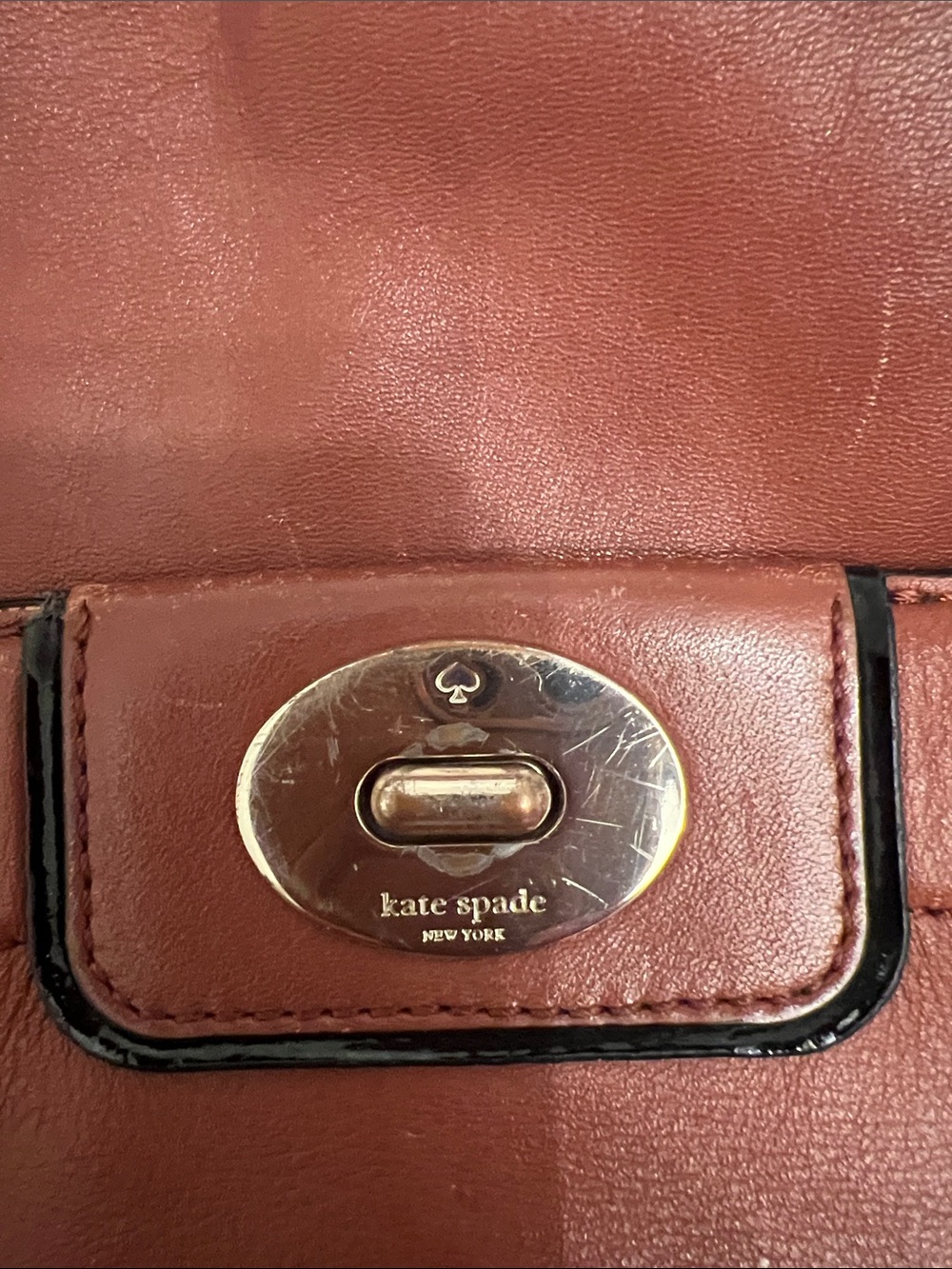 kate spade Chestnut Brown Leather Shoulder Bag with Gold Hardware